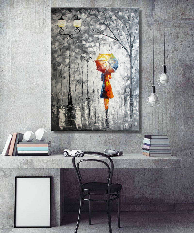 Wall Art Oil Painting On Canvas "lady under the umbrella" Living Room Decor - Click Image to Close